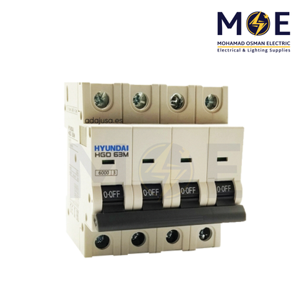 Hyundai MCB HGD63E 3KA 4P 25A | دجنتور كهرباء ثلاثة فاز مع نتر - قاطع كهربائي رباعي