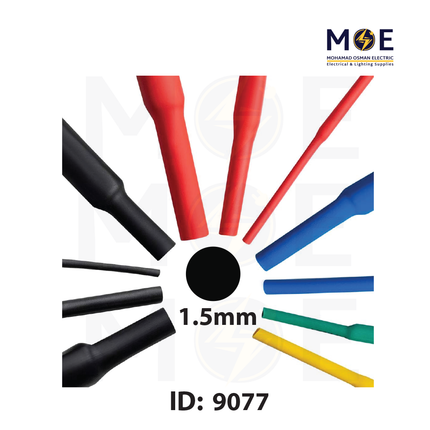 Heat Shrink Tube Black 125 degree 600V 1.5mm | 10280 | عازل حرارة للكابلات والبطاريات اسود