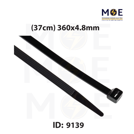 C&P Cable Tie Black ( 37cm ) 360x4.8mm | 36048/CP | رباط بلاستيك اسود