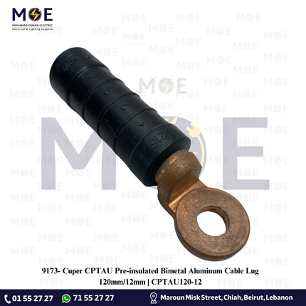 Cuper CPTAU Pre-insulated Bimetal Aluminum Cable Lug 120mm/12mm | CPTAU120-12 | كوس كبس المنيوم نحاس معزول