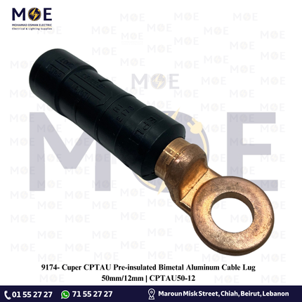 Cuper CPTAU Pre-insulated Bimetal Aluminum Cable Lug 50mm/12mm | CPTAU50-12 | كوس كبس المنيوم نحاس معزول
