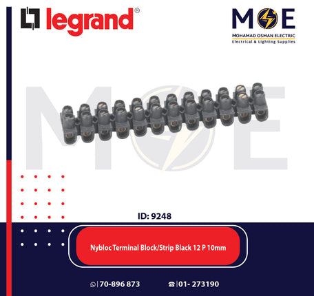 Legrand Nybloc Terminal Block / Strip Black 12 Poles 10mm | 034215 | جنكسيون اسود