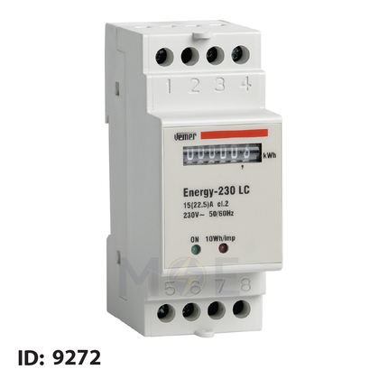 Vemer Single-Phase Energy Meter KwH 230V AC 50/60Hz 22.5A 2module | Energy-230 LC-VN960100 | عداد كيلو وات