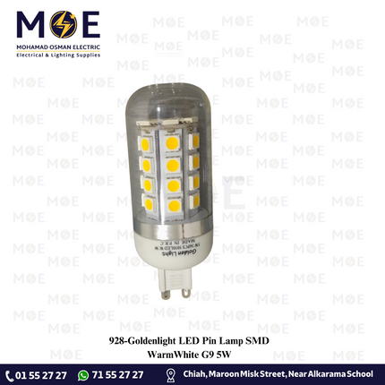 Goldenlight LED Pin Lamp SMD WarmWhite G9 5W | لمبة شك ليد ورم وايت