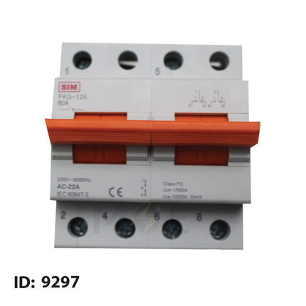 SIM Change Over Switch 2P 80A | FUL-FKG-125-2P-80 | دجنتور هاوس مجوز - قاطع تحويل كهرباء