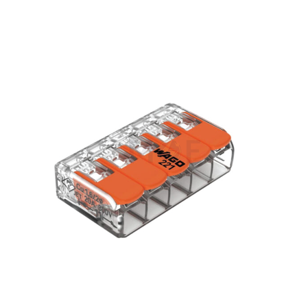 Wago Compact Splicing Connector 5 Holes 0.2-4mm | 221-415 | جنكسيون وصل