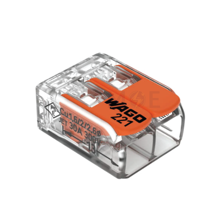 Wago Compact Splicing Connector 2 Holes 0.5-6mm | 221-612 | جنكسيون وصل