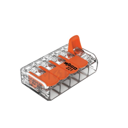 Wago Compact Splicing Connector 5 Holes 0.5-6mm | 221-615 | جنكسيون وصل