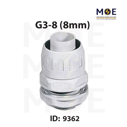 Elettrocanali IP65 Cable Gland / Box Joint for flexible conduit Gray G3/8 8mm | G3/8 - 8mm | برس اتوب للفلكسيبل رمادي