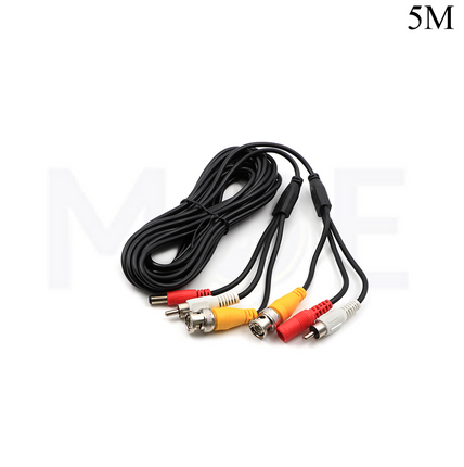 CCTV Camera Cable Extension 1x RCA M-M 1x BNC M-M 1x DC 5.5x2.5mm M-F 5mt كابل كاميرا جاهز