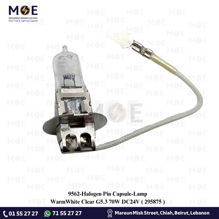 Halogen Pin Capsule/Lamp WarmWhite Clear G5.3 70W DC24V | 295875 | لمبة شك هالوجين شفاف
