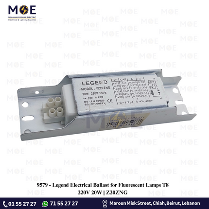 Legend Electrical Ballast for Fluorescent Lamps T8 220V 20W | Z20ZNG | ترانس فلورسنت حديد