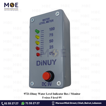 Dinuy Water Level Indicator Monitor 5 wires 5 level 9V | 248002 | علبة علام مياه خمس خطوط