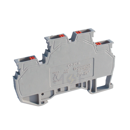 ONKA Double Level Rail Terminal Block Gray 4mm | ON-MRK 4-GRY 1652 | جنكسيون سكة طابقين رمادي