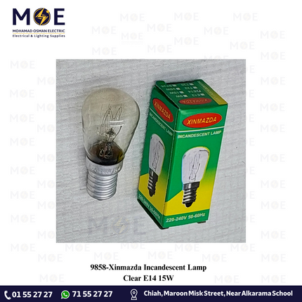 Xinmazda Incandescent Lamp Clear E14 15W | لمبة عادي برم سن رفيع براد شفاف