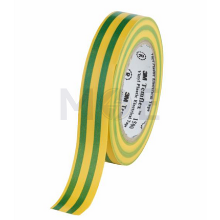 3M Electrical Adhesive Tape Yellow & Green 20yd Temflex 1500
