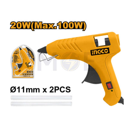 INGCO Glue Gun With 2 Glue Sticks 100W | GG6008 فرد شمع مع اصبعين شمع