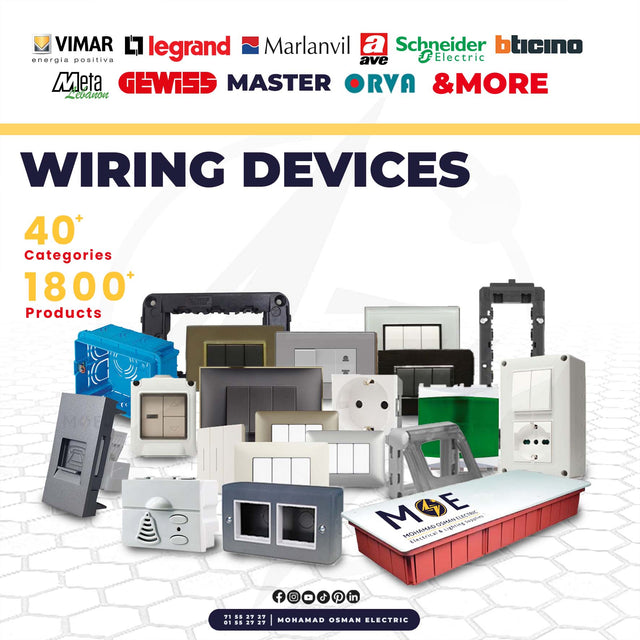 wiring devices Products Electrical Supplies MOELECTRICs ادوات كهربائية برايز مفاتيح بلاكات ave bticino legrand schneider vimar meta master 