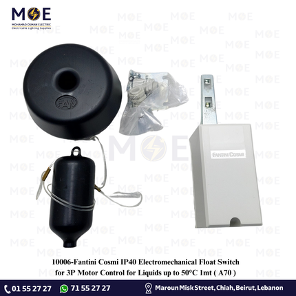 Fantini Cosmi IP40 Electromechanical Float Switch for 3P Motor Control for Liquids up to 50°C 1mt | A70 | فواشة طابة اوتوماتيك زيبق