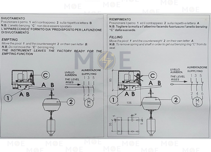 Fantini Cosmi IP40 Electromechanical Float Switch for 3P Motor Control for Liquids up to 50°C 1mt | A70 | فواشة طابة اوتوماتيك زيبق