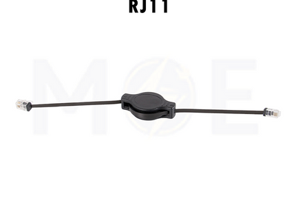 Retractable Extension Cable Black RJ11 Male-Male 1.5mt