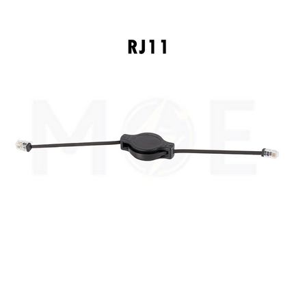 Retractable Extension Cable Black RJ11 Male-Male 1.5mt