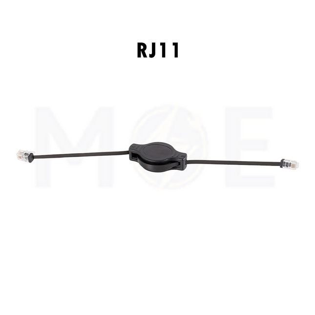 Retractable Extension Cable Black RJ11 Male-Male 1.5mt