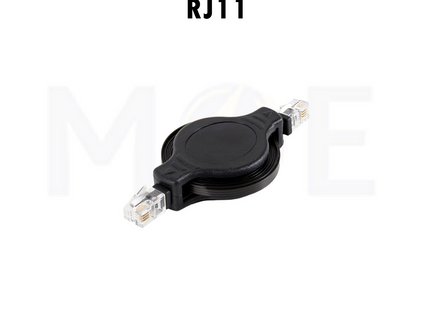 Retractable Extension Cable Black RJ11 Male-Male 1.5mt