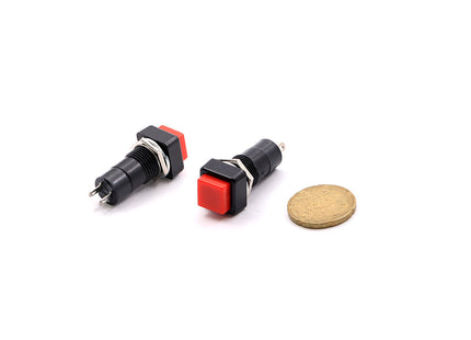 Latching Square Push Button Switch Red ON-OFF SPST 2Pin 3A 250VAC Ø11.5mm | PBS-12A K3080A - SLF6091A كباس مربع احمر