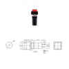 Latching Square Push Button Switch Red ON-OFF SPST 2Pin 3A 250VAC Ø11.5mm | PBS-12A K3080A - SLF6091A كباس مربع احمر