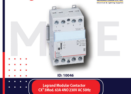 Legrand Modular Cont. CX³ 3module 63A 4NO 4P 230V AC 50Hz | 412556 | كونتكتور سكة