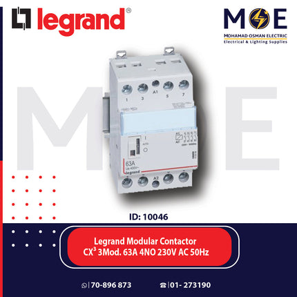 Legrand Modular Cont. CX³ 3module 63A 4NO 4P 230V AC 50Hz | 412556