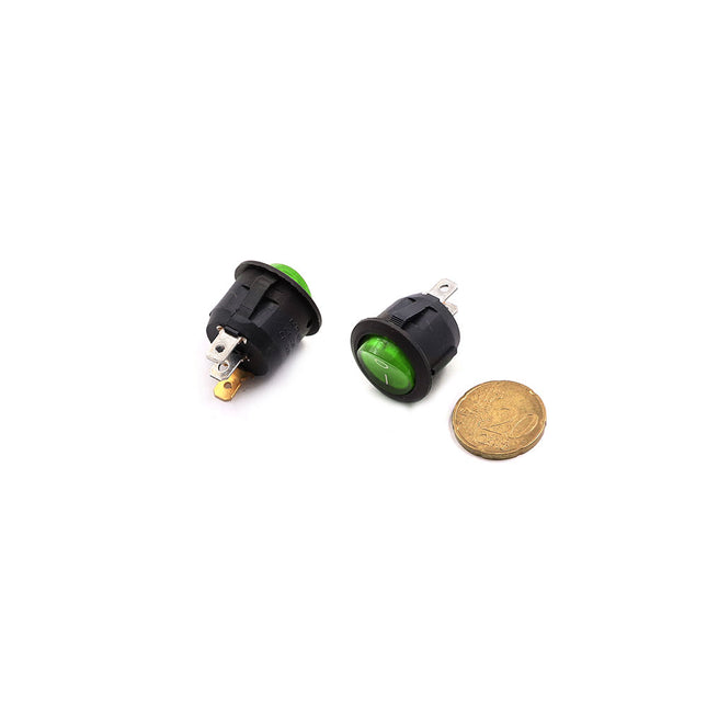 Rocker Switch Round Red Lamp ON-OFF SPDT 3-Pin 6-10A 125-250VAC Ø17mm IRS-101-8C/D | KCD2 مفتاح مدور احمر