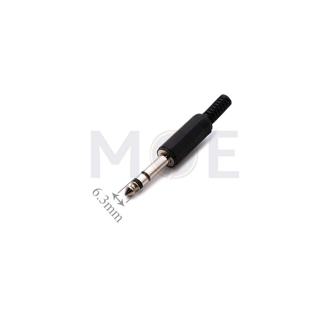 6.3mm Stereo Male Jack Plug Black Plastic فيش ستيريو بلاستيك رصور اسود | JR3014
