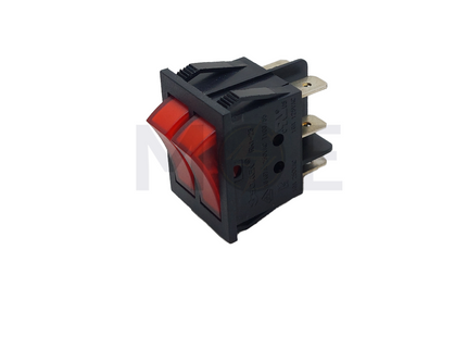 Soken Rocker Switch Square Red 2xRocker ON-OFF 6Pin 16(6)A 125-250VAC | RK1-23-T100/55