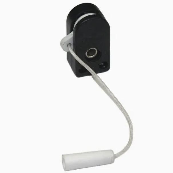 Mini Pull Cord Switch Rectangular Black ON-OFF 220VAC with Rope | 41-23885 مفتاح اسود مع حبل/مفتاح سويتش سحب صغيرة مع خيط