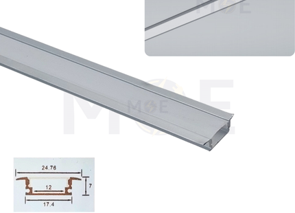 Classic light Recessed LED Aluminum Profile Silver 17.4x7mm 3mt  | 508B | بروفايل ليد المنيوم مخفي