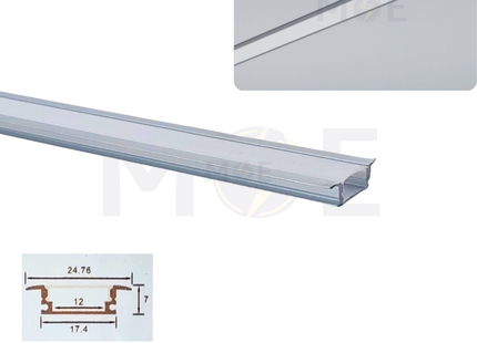 Classic light Recessed LED Aluminum Profile Silver 17.4x7mm 3mt  | 508B | بروفايل ليد المنيوم مخفي