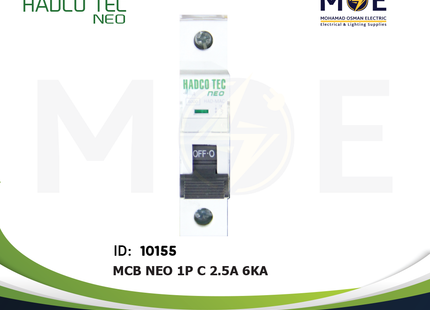 Hadco MCB NEO 1P C 2.5A 6kA | MAC-1x2.5A | دجنتور كهرباء مفرد - قاطع كهربائي