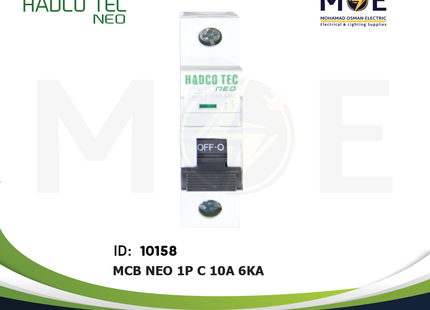 Hadco MCB NEO 1P C 10A 6kA | MAC-1x10A | دجنتور كهرباء مفرد - قاطع كهربائي