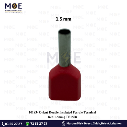 Orient Double Insulated Ferrule Terminal Red 1.5mm | TE1508