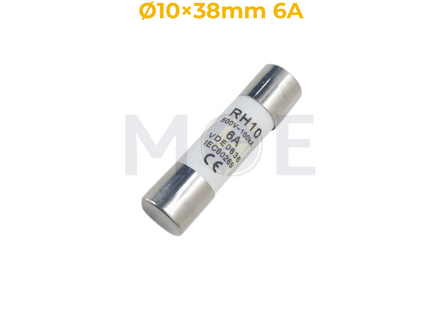 RH Ceramic Tube Fuse Ø10×38mm 6A 500V AC 100kA gL فيوز بورسلين