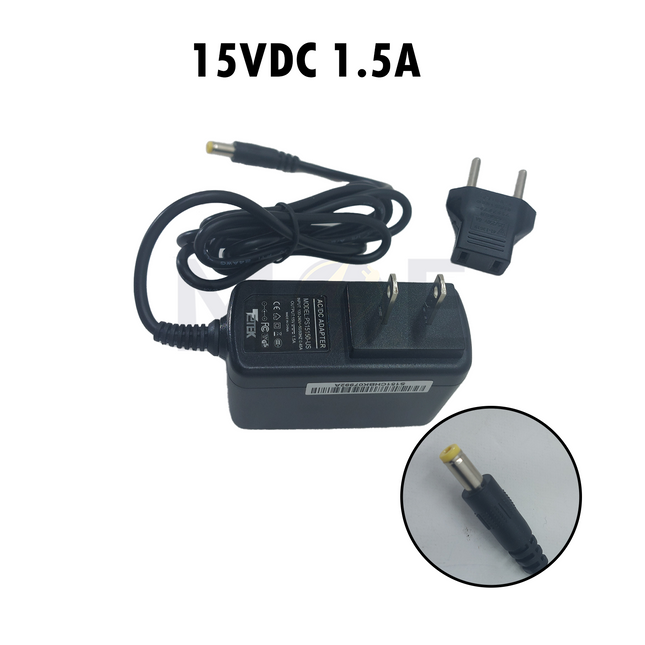 T2Tek Power Adapter With Medium Output Connector with US Plug AC/DC 15V 1.5A | PS150150-US