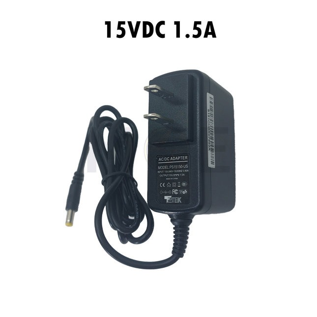 T2Tek Power Adapter With Medium Output Connector with US Plug AC/DC 15V 1.5A | PS150150-US