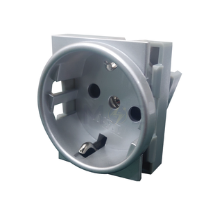 T&J German Socket Outlet Silver 16A 2P+E 2Module | W8728-CS | بريز شوكو فضي