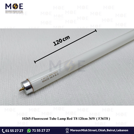 Fluorescent Tube Lamp Red T8 120cm 36W | F36T8