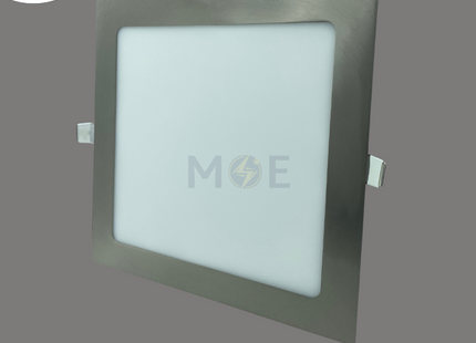 OB LED Downlight/ Panel Light Chrome Ceiling Flush Mounted Square Daylight 6500K 20.5cm 22W | سبوت ليد مربع مخفي كروم دايلايت