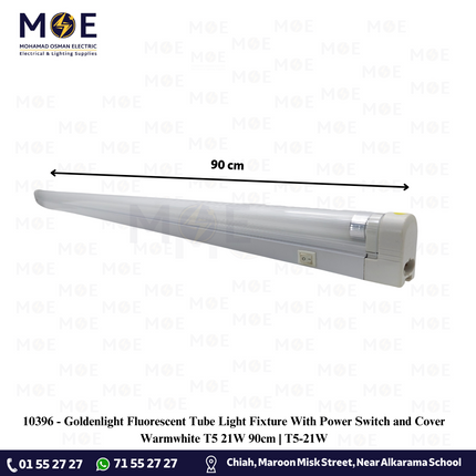 Goldenlight Fluorescent Tube Light Fixture With Power Switch and Cover Warmwhite T5 21W 90cm | T5-21W