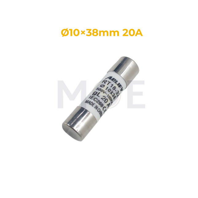 Aelifv Ceramic Tube Fuse Ø10×38mm 20A 500V AC 100kA gL | RT18-32 فيوز بورسلين