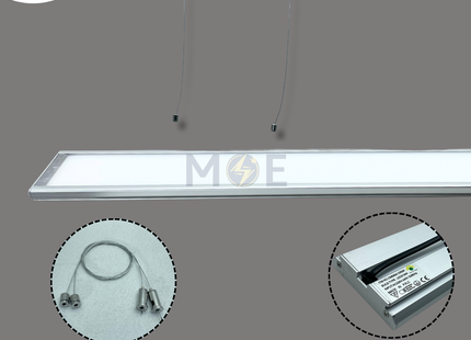 Goldenlight Pendant LED Light Fixture With Suspension Kit Chrome Warmwhite 3300K 18W 120cm | OM0804 | شاسي عريضة ليد مع حبل بولاد كروم ورم وايت